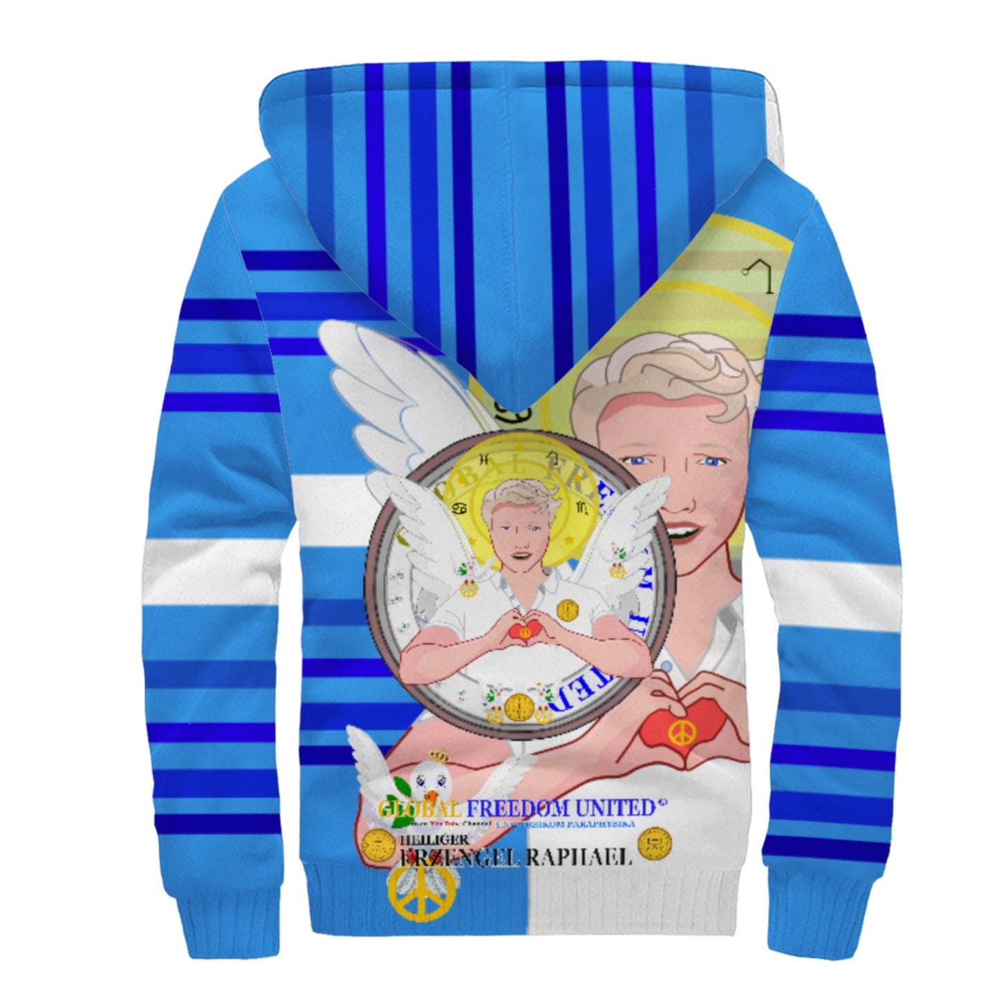 Plush Hoodie Global Freedom United Archangel Raphael German Deep Blue