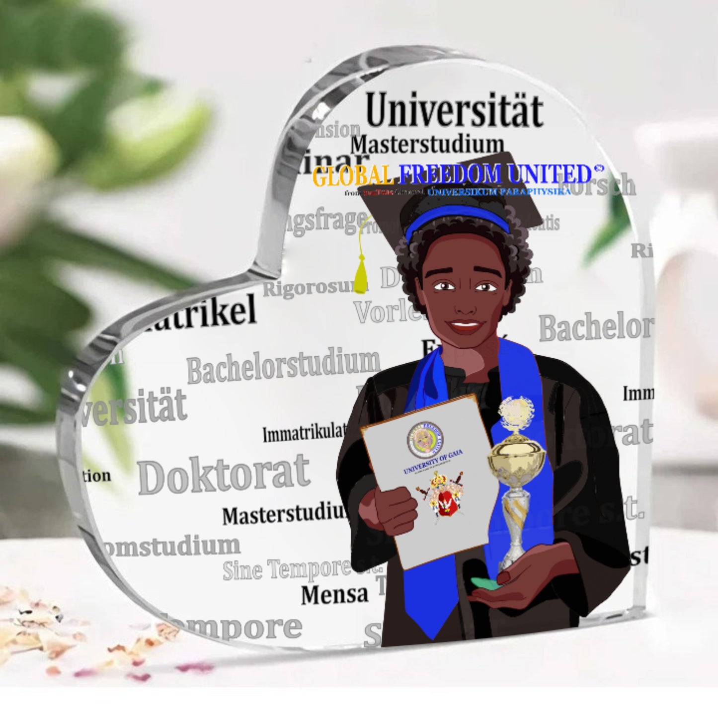 Acryl Heart GLOBAL FREEDOM UNITED© Afro Student Boy