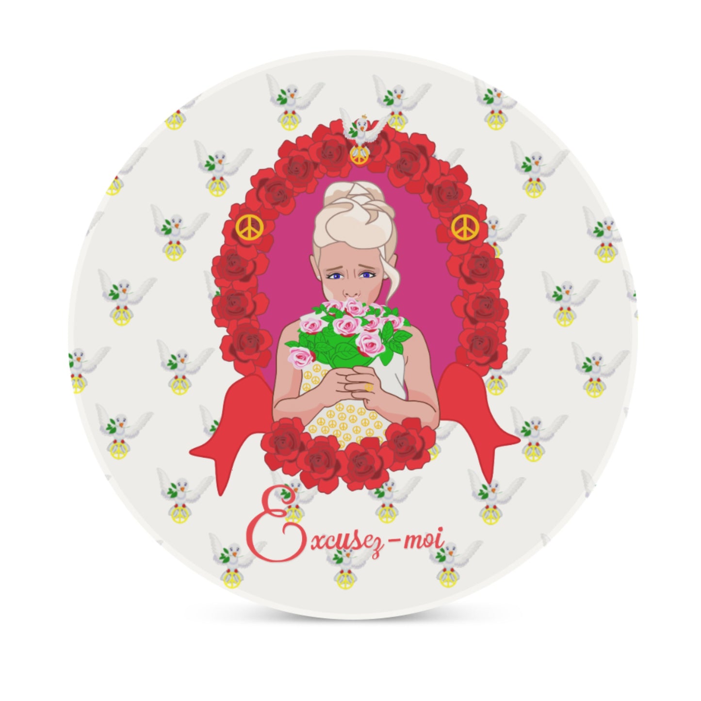 Ceramic Coasters  GLOBAL FREEDOM UNITED© Une fille dit désoié Excusez-moi