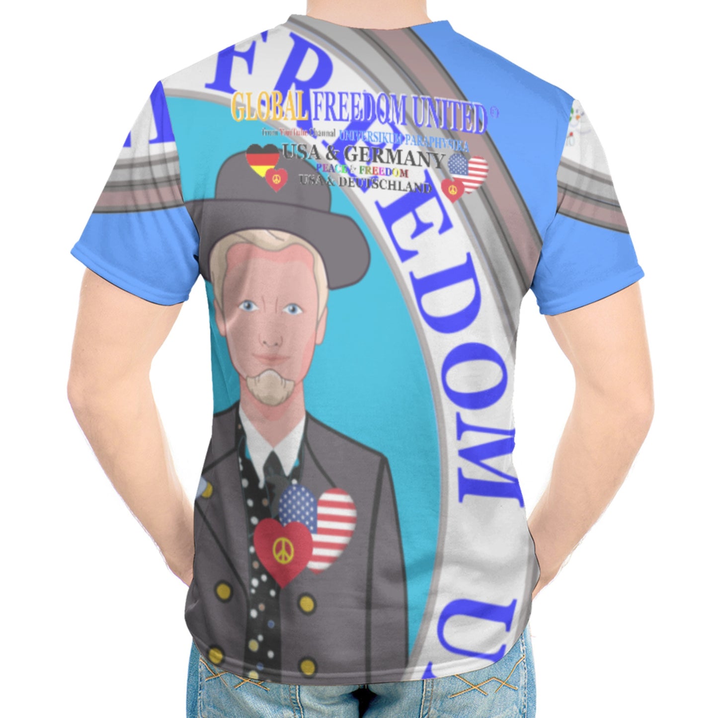 Men´s T-shirt GLOBAL FREEDOM UNITED© Men USA & Germany V2 Blue