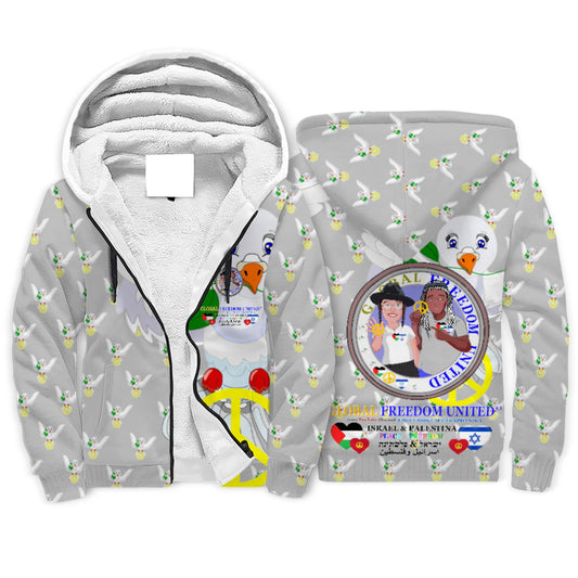 Plush Hoodie GLOBAL FREEDOM UNITED© Palestina & Israel Grey
