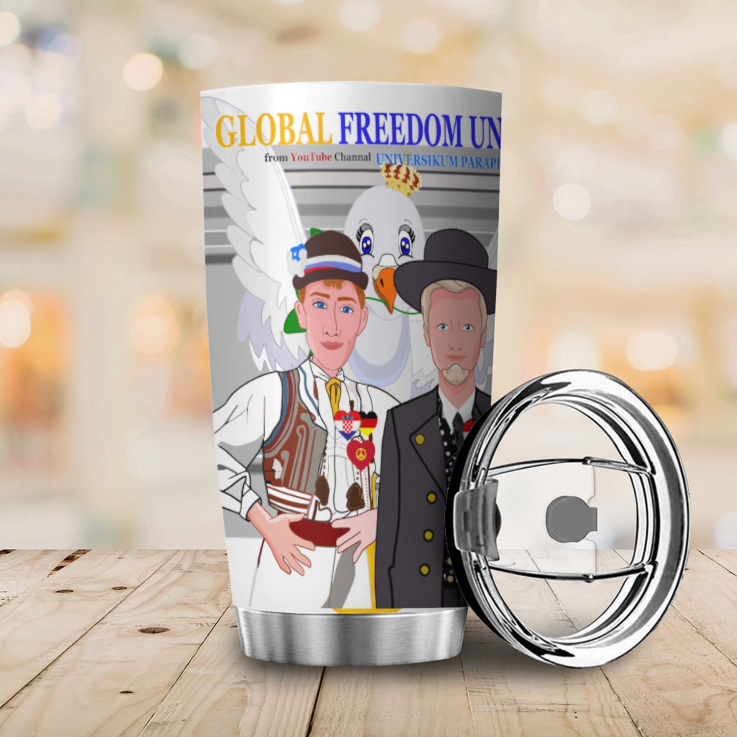 Tumbler GLOBAL FREEDOM UNITED© Men Croatia & Germany Grey