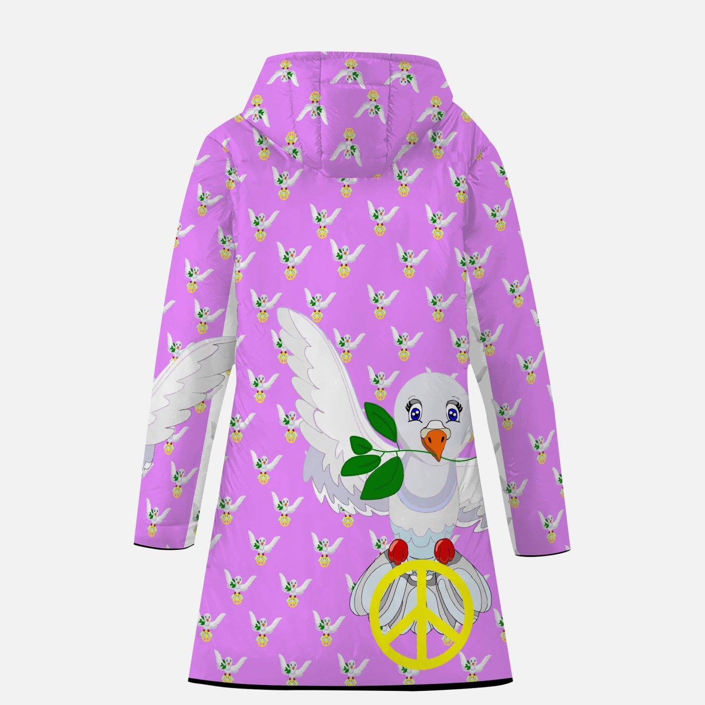 GLOBAL FREEDOM UNITED DOVE OF PEACE OLD PEACE FLIEDER Long Type Cotton-pad Zipper-up Hoodie