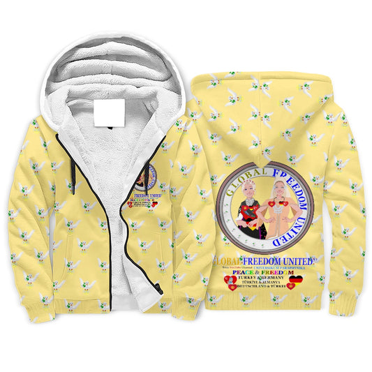 Plush Hoodie GLOBAL FREEDOM UNITED© Women Turkey & Germany Yellow