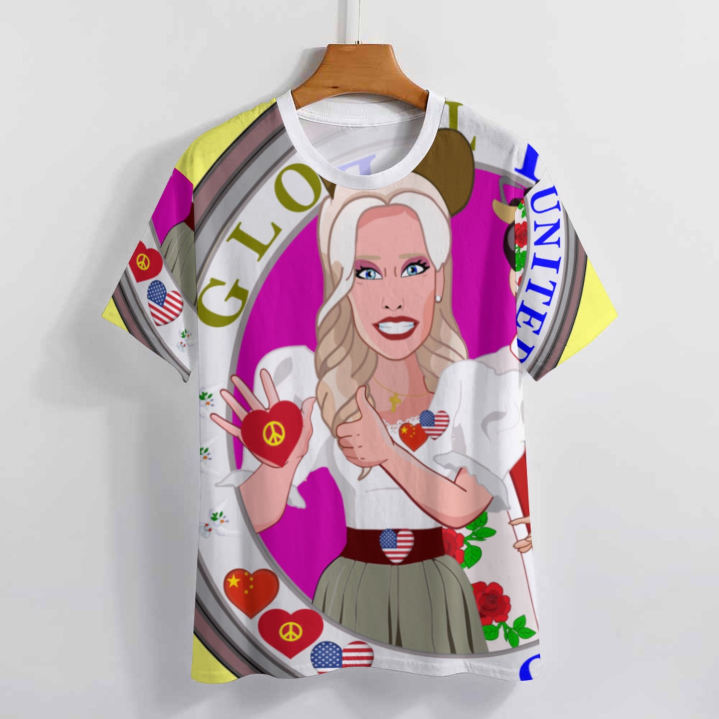 Women´s T-shirt 3 GLOBAL FREEDOM UNITED© Women USA & China Yellow