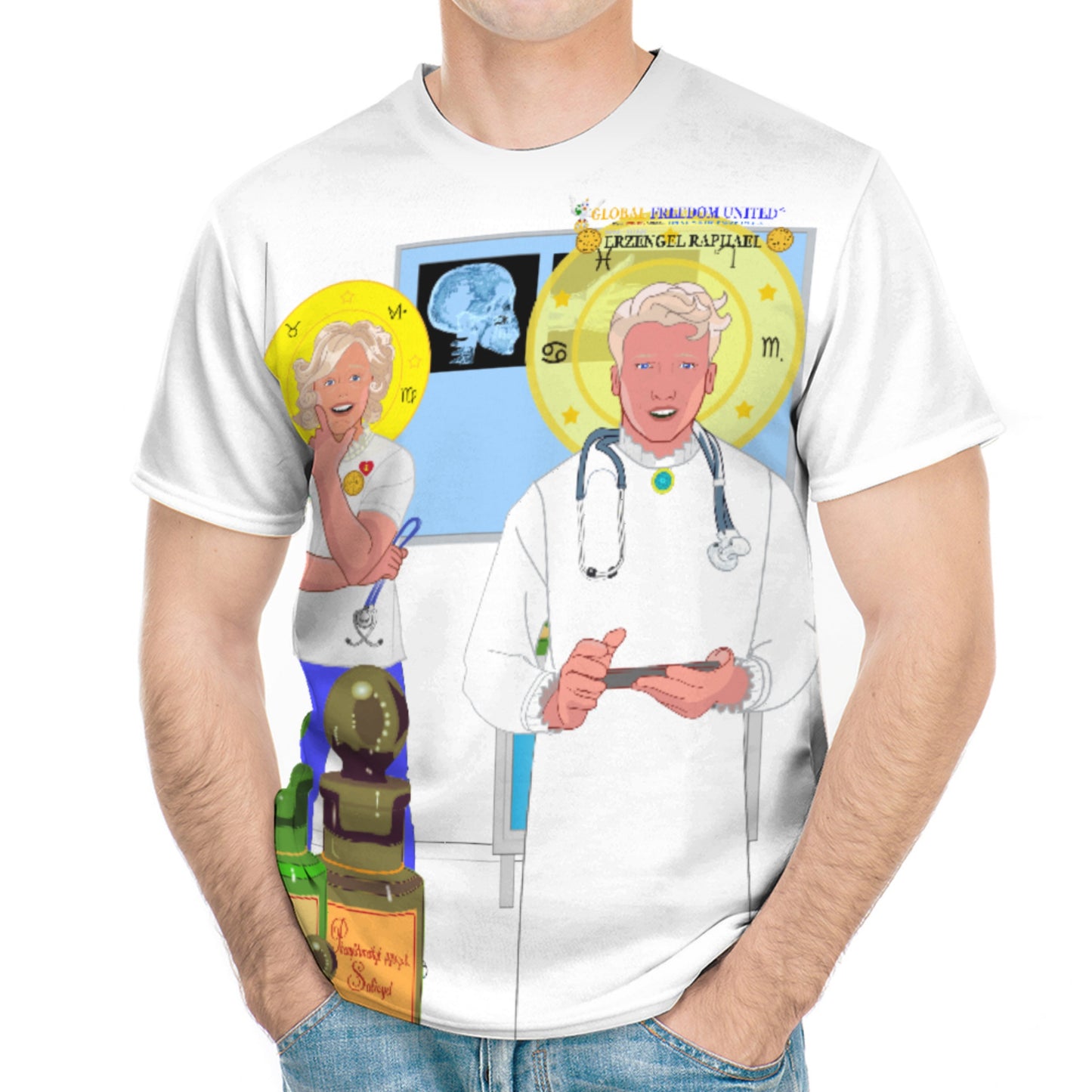 Men´s T-shirt GLOBAL FREEDOM UNITED© Archangel Rafael German Lab