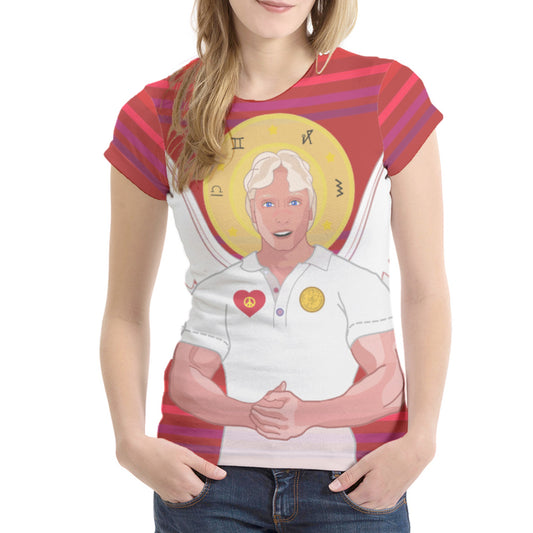 Women´s T-shirt 1 Global Freedom United Archangel Michael Hebrew  Red