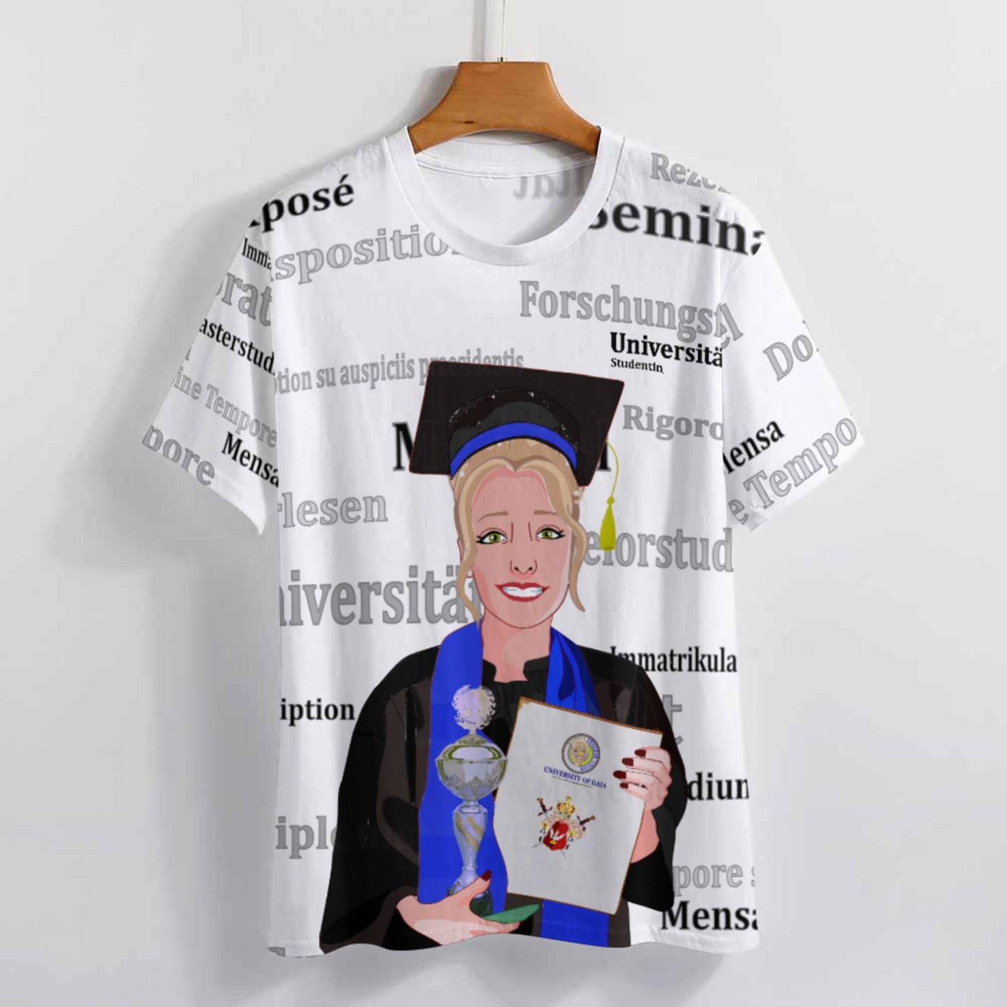 Women´s T-shirt Global Freedom United Student Girl Silver Place Blond Hair 4