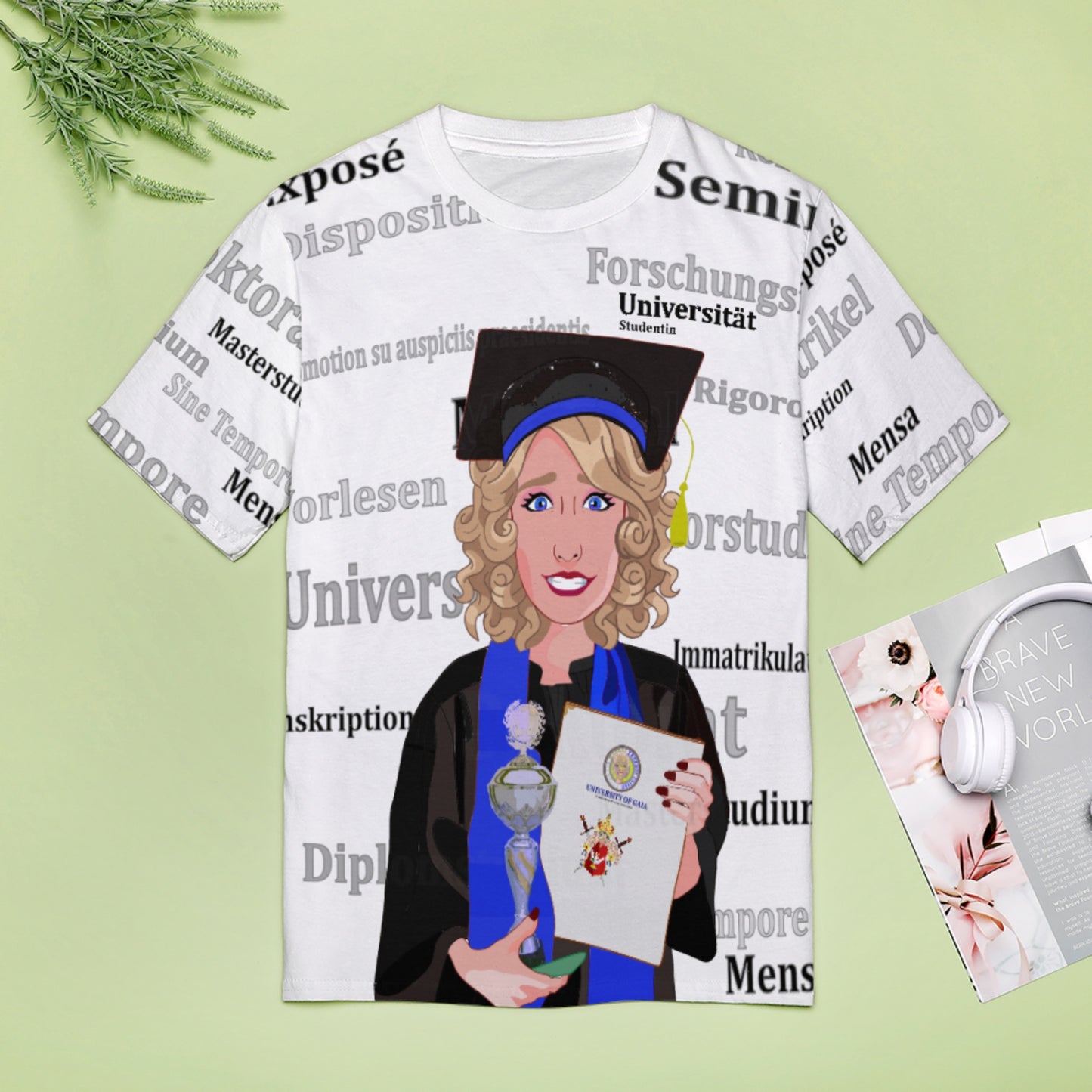 Women´s T-shirt Global Freedom United Student Girl Silver Place Blond Hair 2