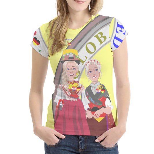 Women´s T-Shirt GLOBAL FREEDOM UNITED© Women Croatia & Germany V1 2 Yellow