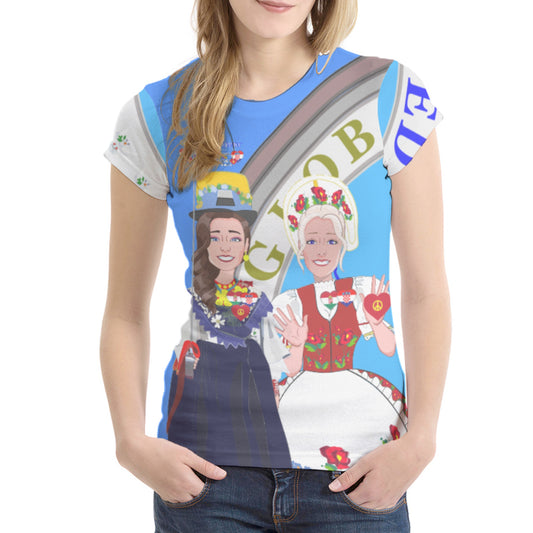 Women´s T-Shirt GLOBAL FREEDOM UNITED© Women Croatia & Hungary Version 1 Blue