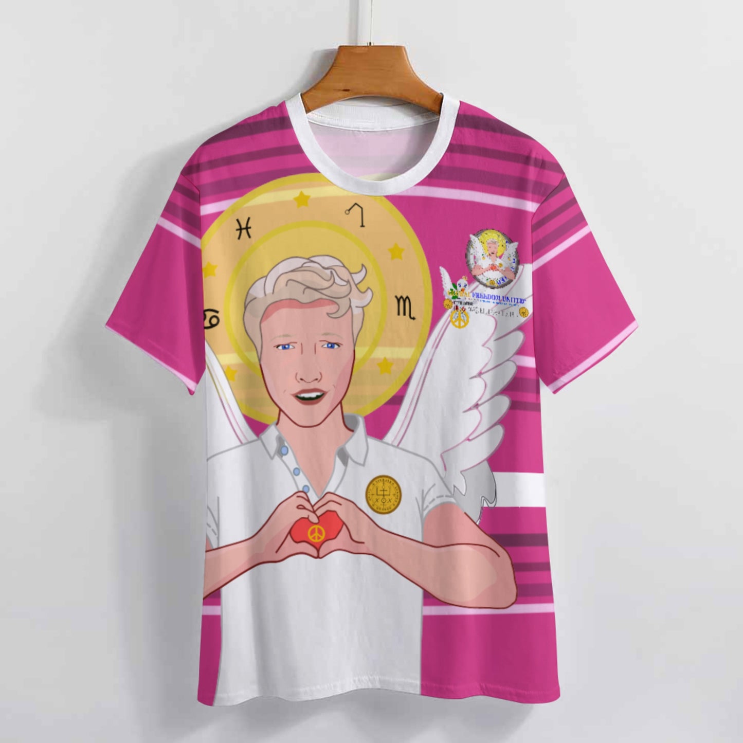 Women´s T-shirt GLOBAL FREEDOM UNITED© Archangel Rafael German Pink1