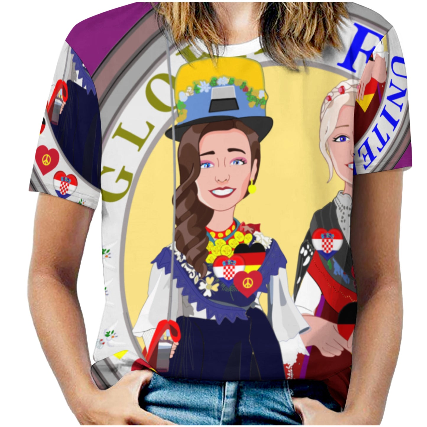 Women´s T-shirt GLOBAL FREEDOM UNITED© Women Croatia & Germany V2 1 Lilac