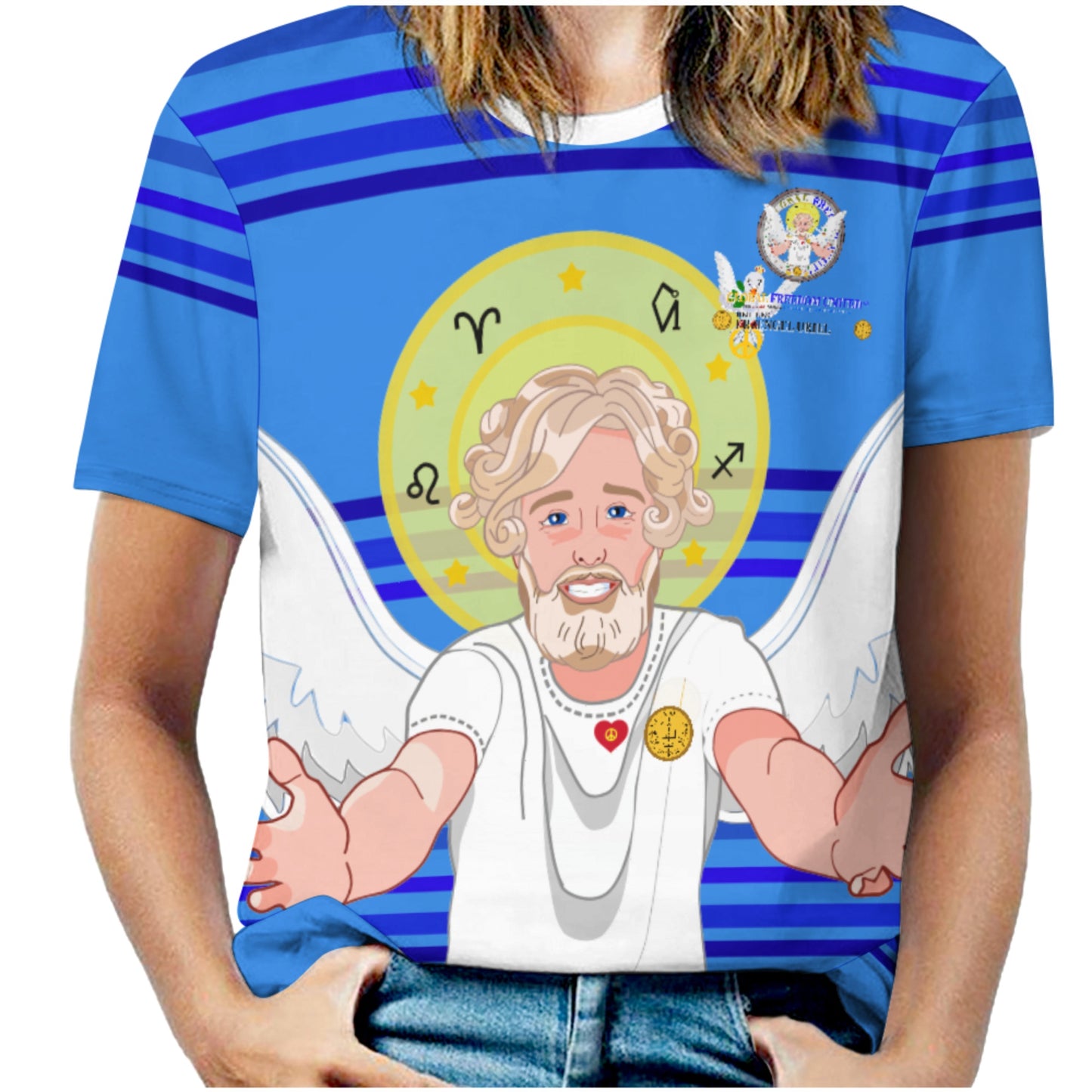 Women´s T-shirt 2 Global Freedom United Archangel Uriel German  Deep Blue