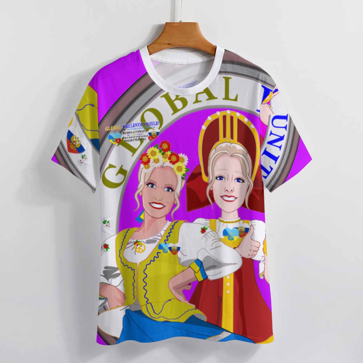 Women´s T-shirt 3 GLOBAL FREEDOM UNITED© Women Ukraina & Russia Lilac