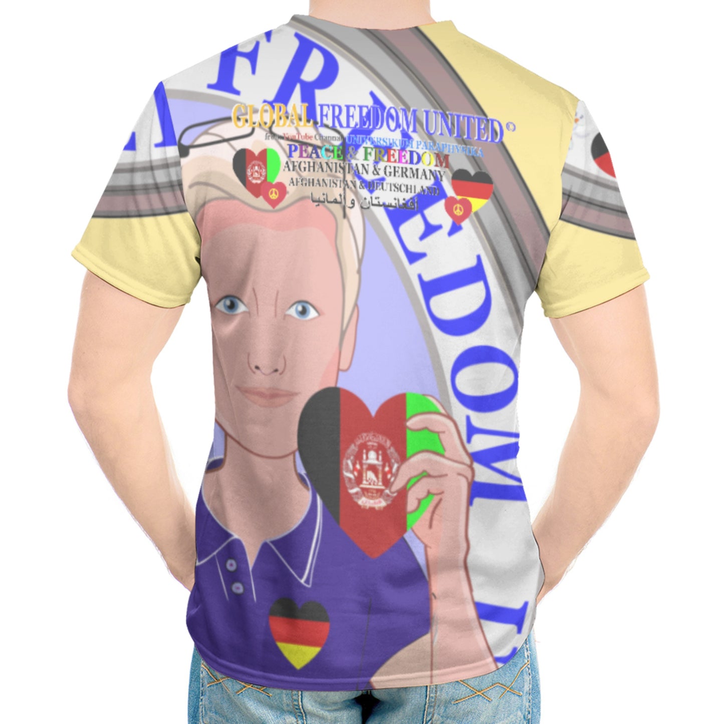 Men´s T-Shirt GLOBAL FREEDOM UNITED© AFGHANISTAN & GERMANY Yellow