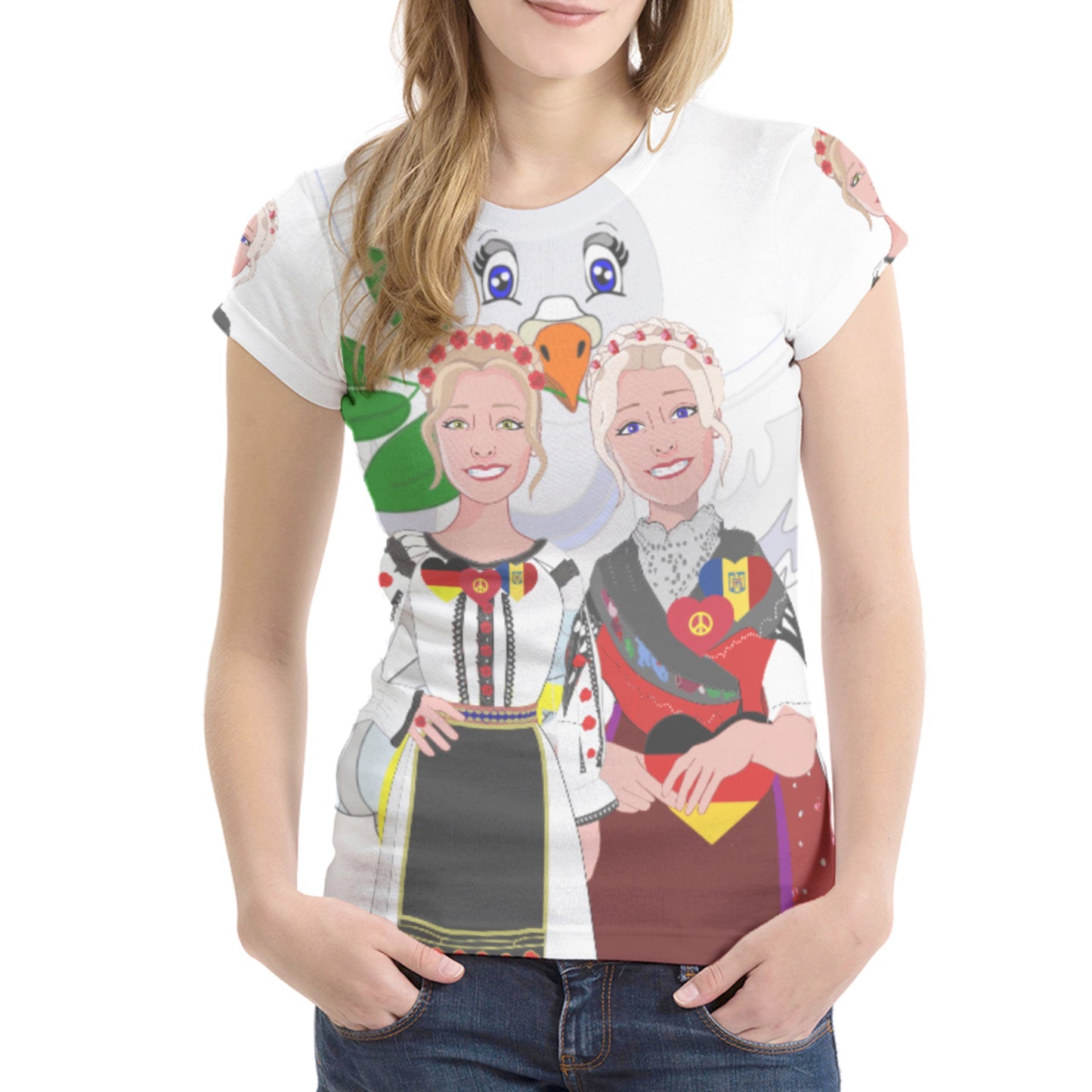 Women´s T-shirt GLOBAL FREEDOM UNITED© Women Romania & Germany BIG