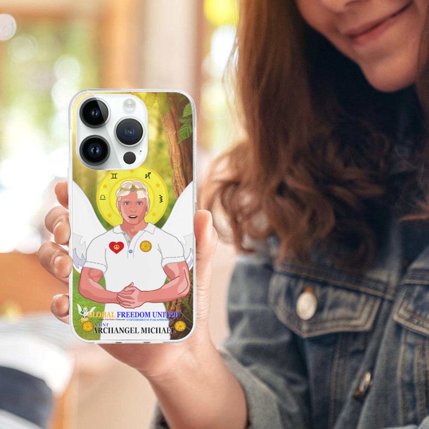 Mobile Phone Plush Hoodie GLOBAL FREEDOM UNITED© Archangel Michael English V3