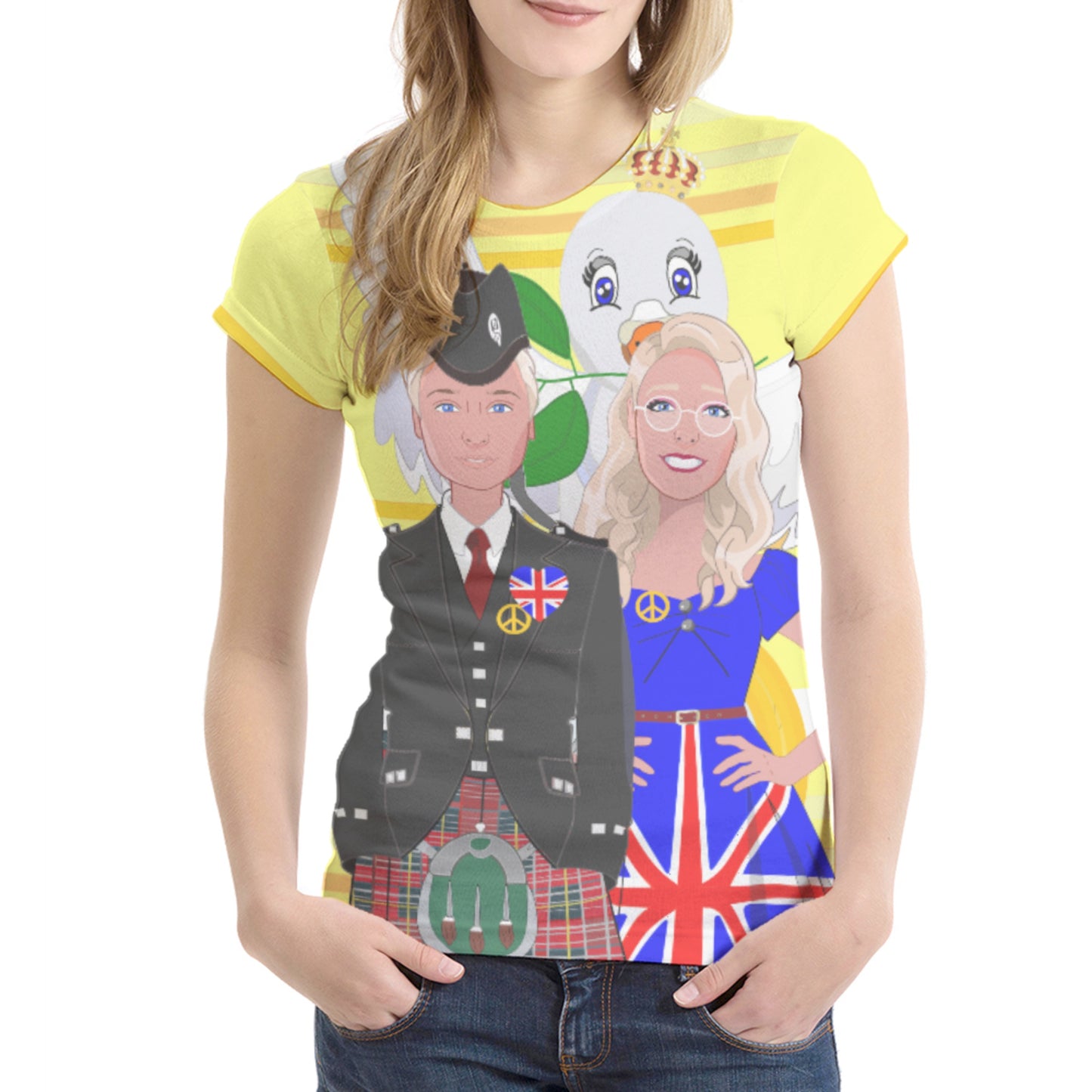 Women´s T-shirt GLOBAL FREEDOM UNITED© Couple England Yellow