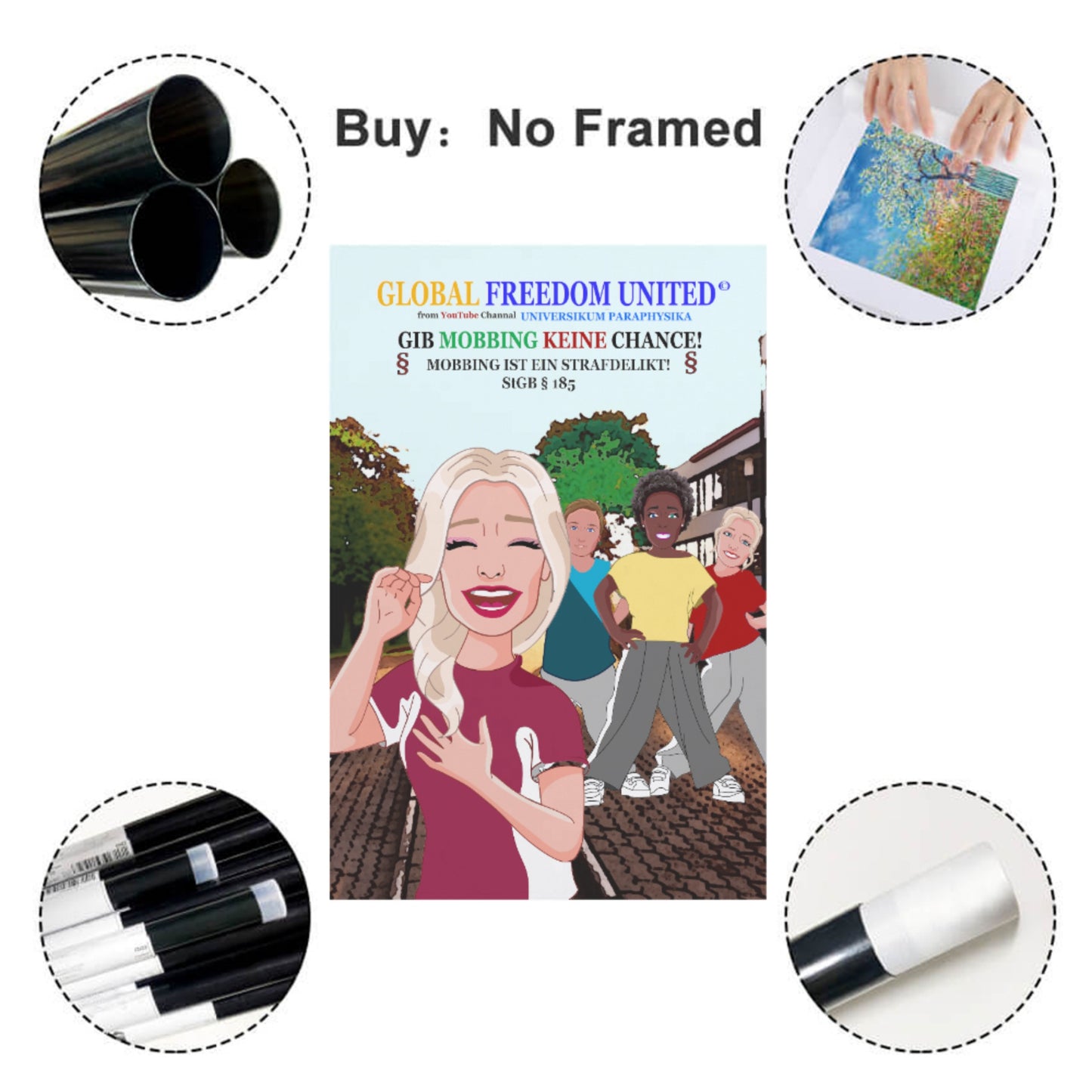 Poster GLOBAL FREEDOM UNITED© Gib Mobbing Eine Chance