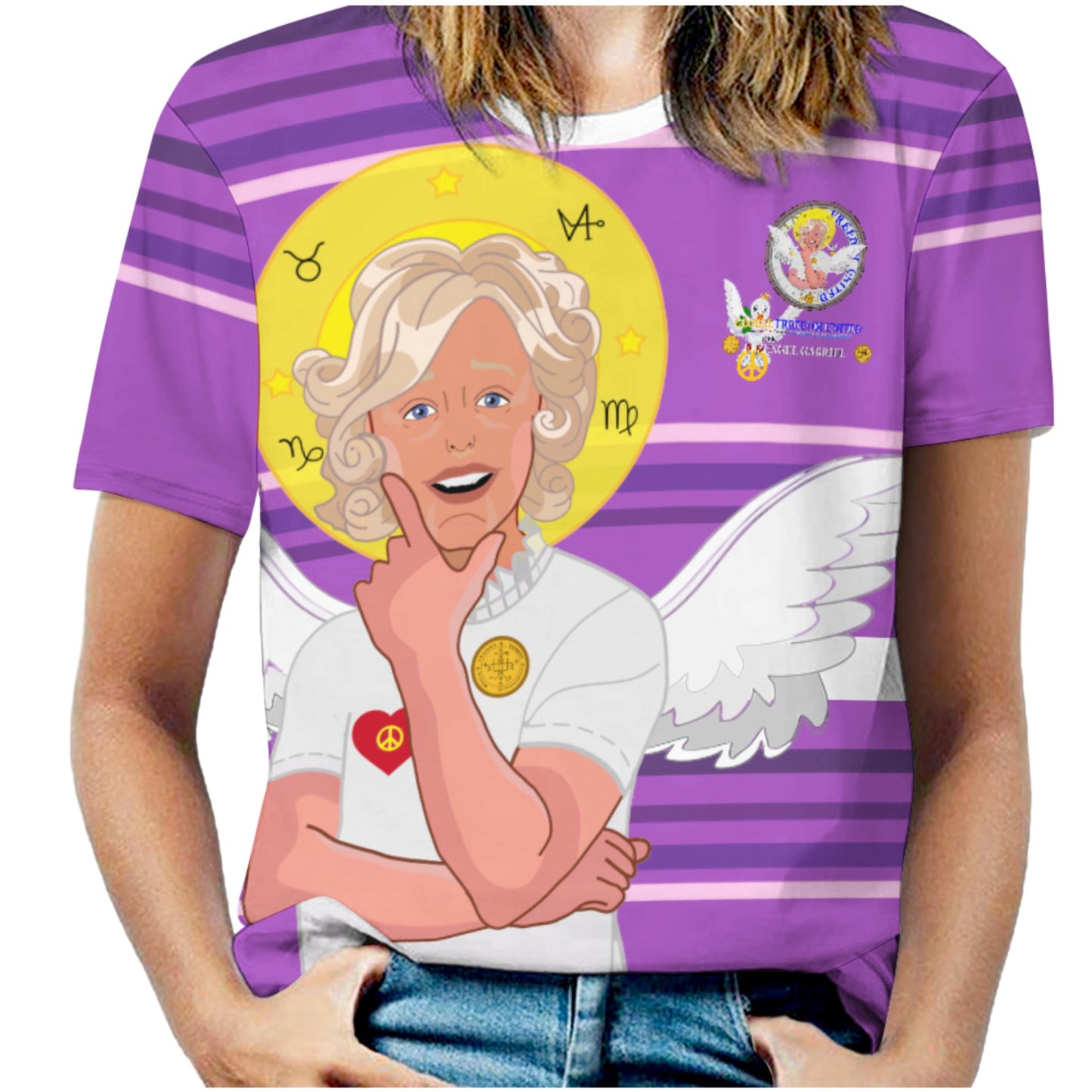 Women´s T-shirt 2 GLOBAL FREEDOM UNITED© Archangel Gabriel German Lilac