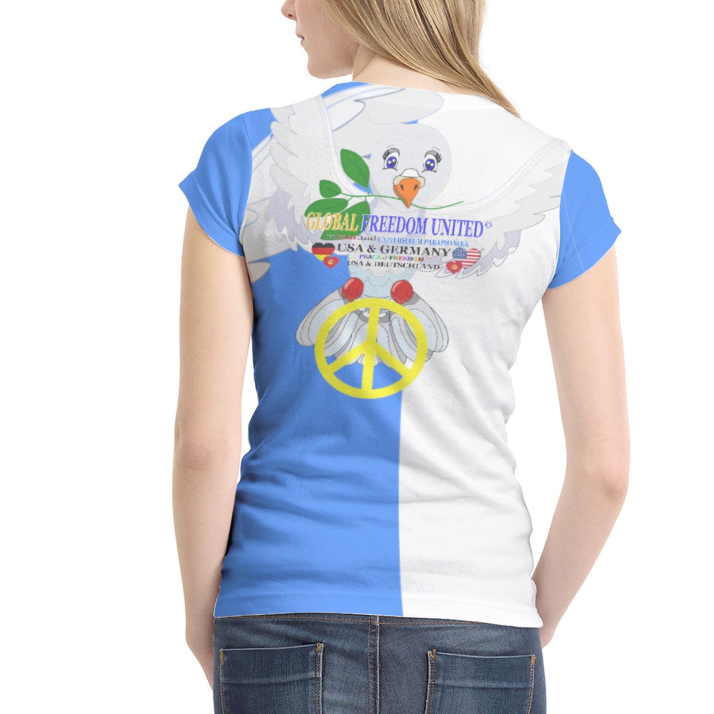 Women´s T-Shirt 1 GLOBAL FREEDOM UNITED© Women USA & Germany Blue