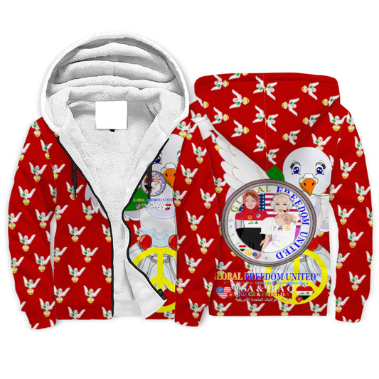 Plush Hoodie GLOBAL FREEDOM UNITED© Women Iraq & USA Red