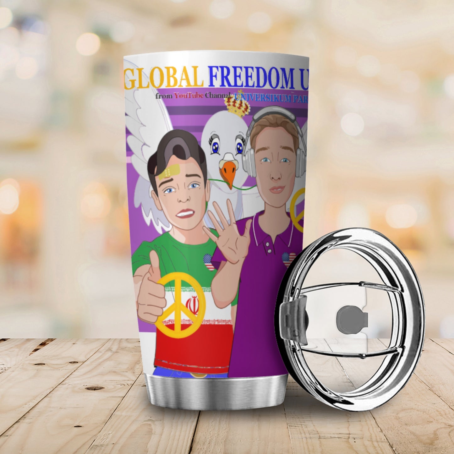 Tumbler GLOBAL FREEDOM UNITED© Men Iran & USA  Lilac