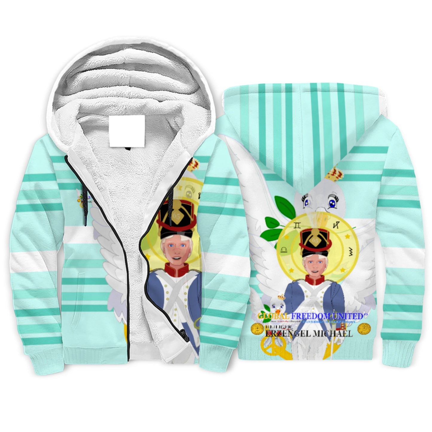 Plush Hoodie Global Freedom United Erzengel Michael Light Green