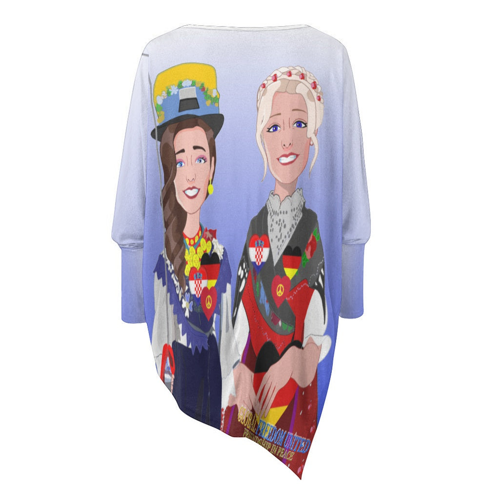 Pullover Long Sleeve T-shirt GLOBAL FREEDOM UNITED© Women Croatia & Germany