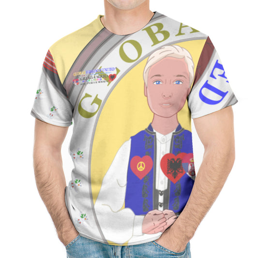 Men´s T-shirt GLOBAL FREEDOM UNITED© Men Albania & Serbia V2 Yellow