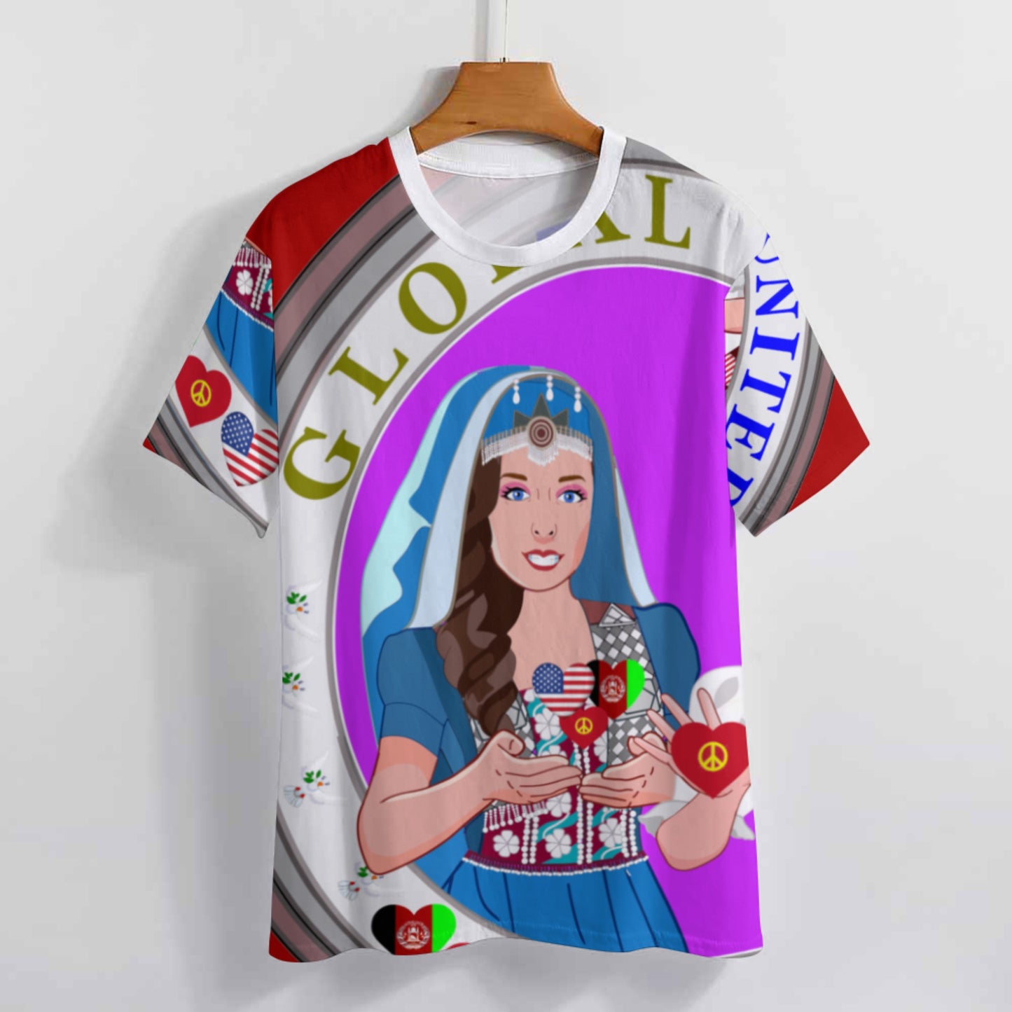 Women´s T-Shirt 3 GLOBAL FREEDOM UNITED© Women AFGHANISTAN & USA  Red