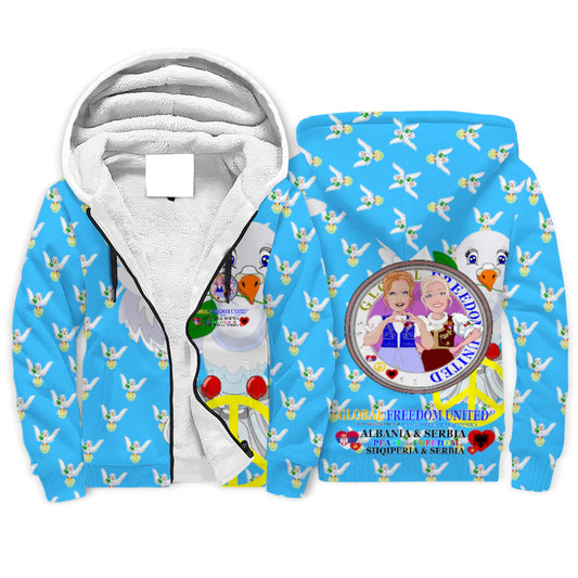 Plush Hoodie GLOBAL FREEDOM UNITED© Women Albania & Serbia Blue