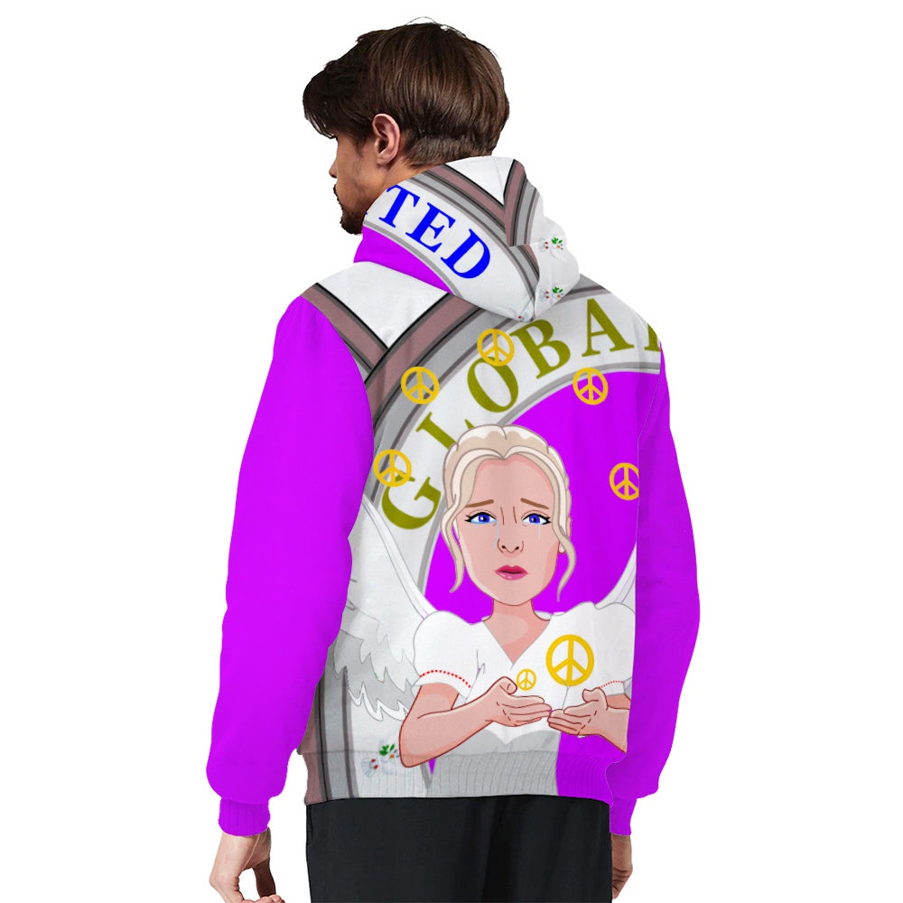 Plush Hoodie Global Freedom United Women Angel Of Peace Old Peace Lilac