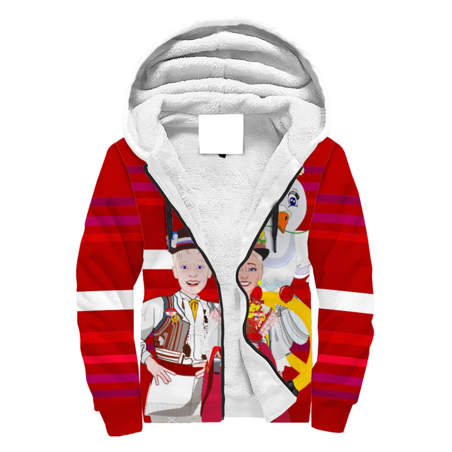 Plush Hoodie Global Freedom United Couple Edition Croatia  Red