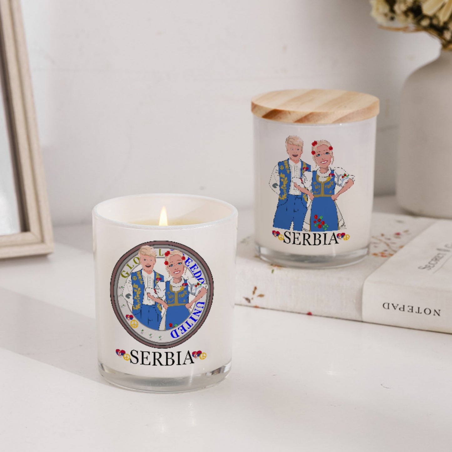 Scented Soy Candle Global Freedom United Couple Serbia  Blue