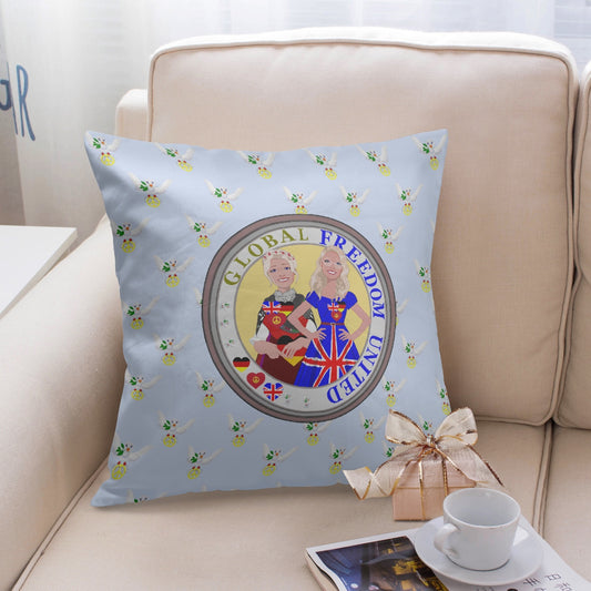 GLOBAL FREEDOM UNITED© Women ENGLAND & GERMANY Light Blue 18'' Square Pillow Cover