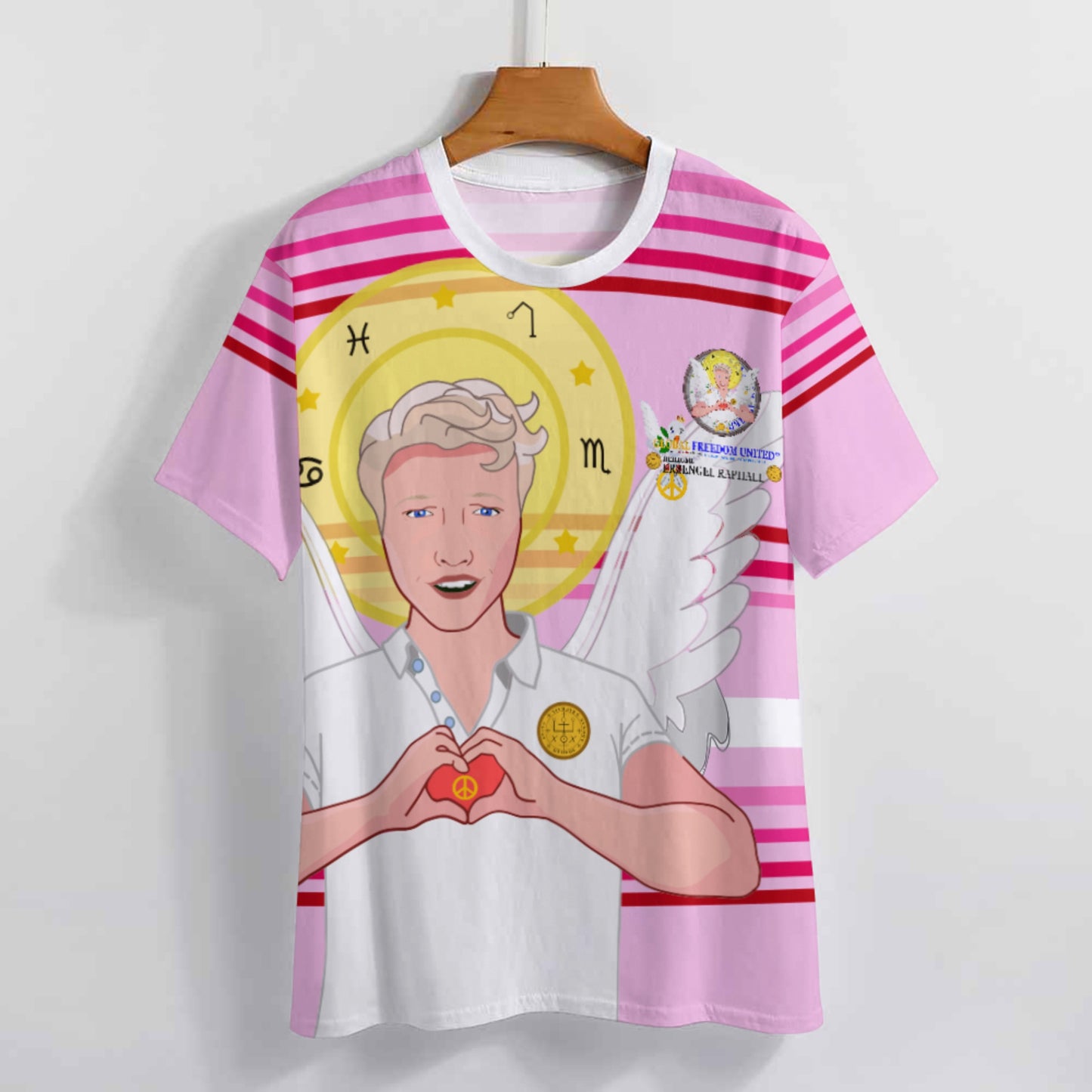 Women´s T-shirt 2 GLOBAL FREEDOM UNITED© Archangel Rafael German Pink2