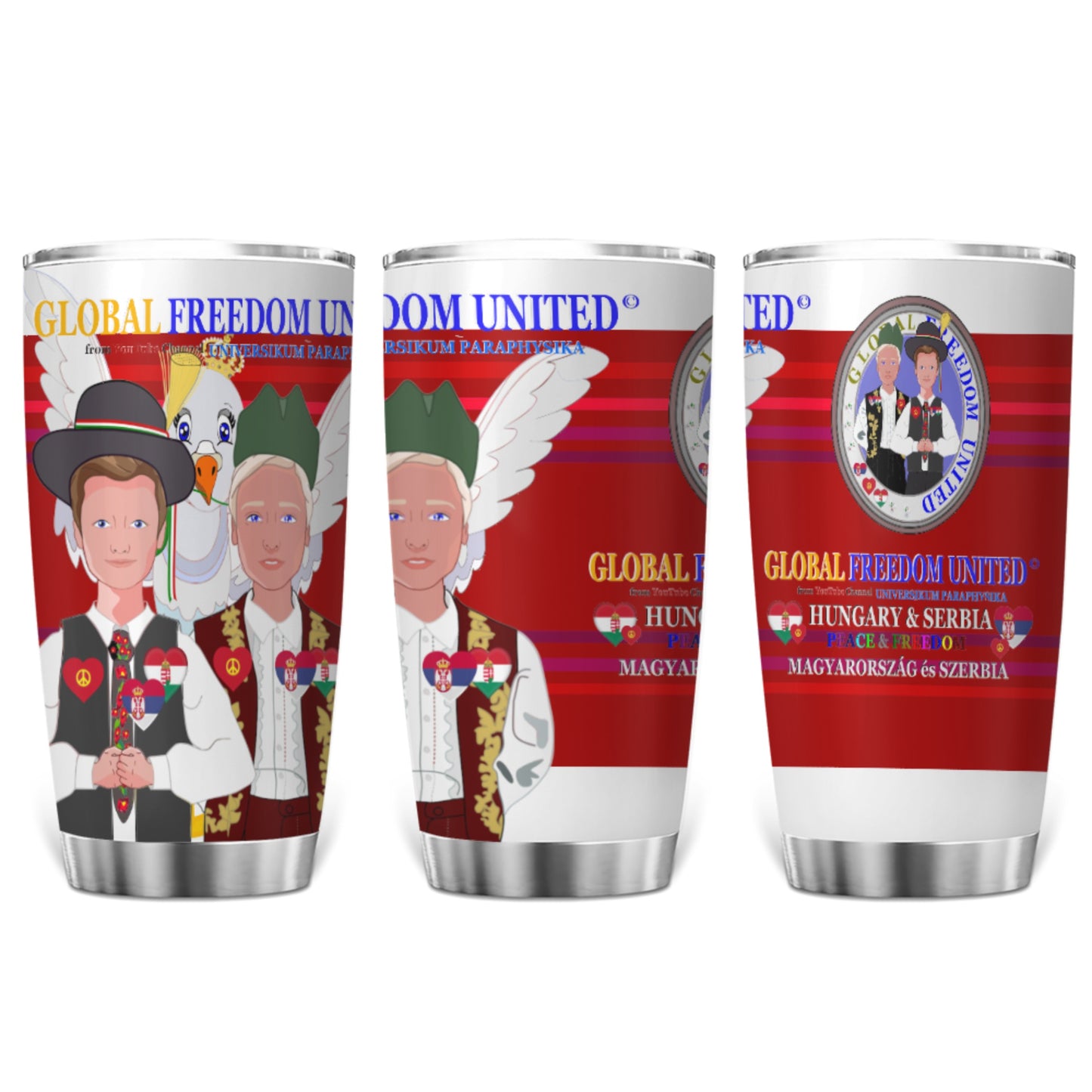Tumbler GLOBAL FREEDOM UNITED© Men Hungary & Serbia Red