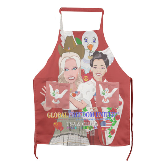 Apron GLOBAL FREEDOM UNITED© Women China & USA Red