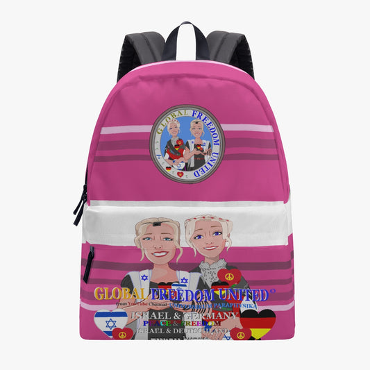 ALL OVER PRINT VANVAS BACKPACK GLOBAL FREEDOM UNITED© WOMEN ISRAEL & GERMANY PINK