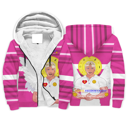 Plush Hoodie Global Freedom United Archangel Michael Arabic V2 Pink1