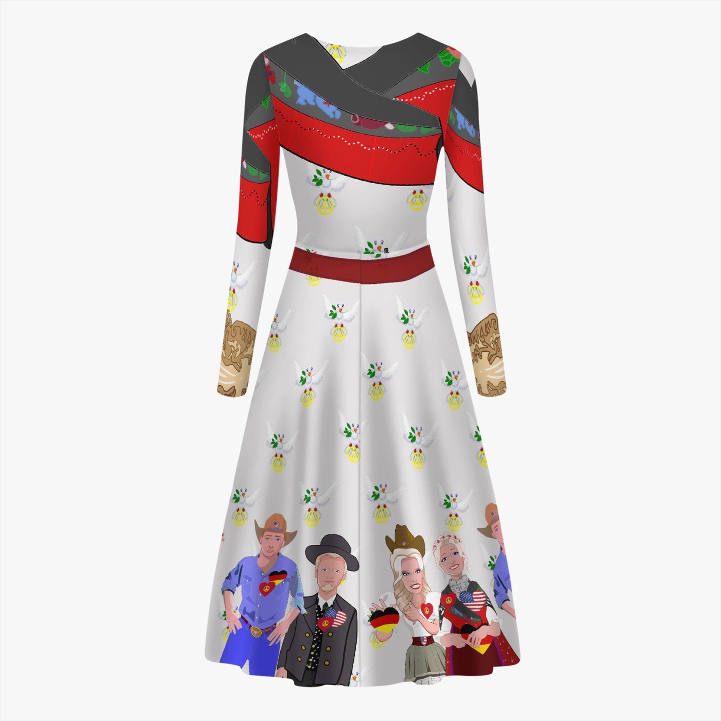 WOMEN´S LONG-SLEEVE ONE-PIECE DRESS GLOBAL FREEDOM UNITED© USA & GERMANY WIGHT