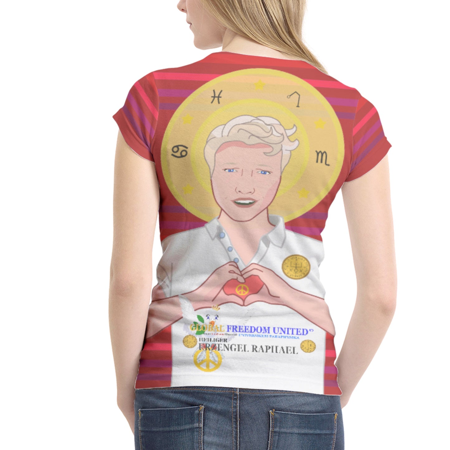Women´s T-shirt Global Freedom United Archangel Raphael German Red