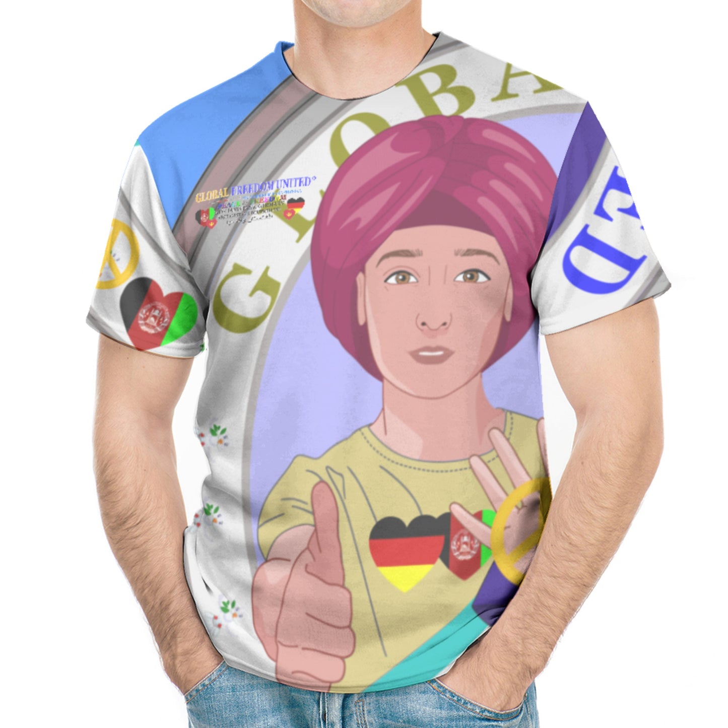 Men´s T-Shirt GLOBAL FREEDOM UNITED© AFGHANISTAN & GERMANY Blue