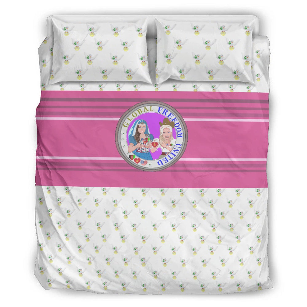 Bed Line GLOBAL FREEDOM UNITED© Women AFGHANISTAN & USA Circle Pink