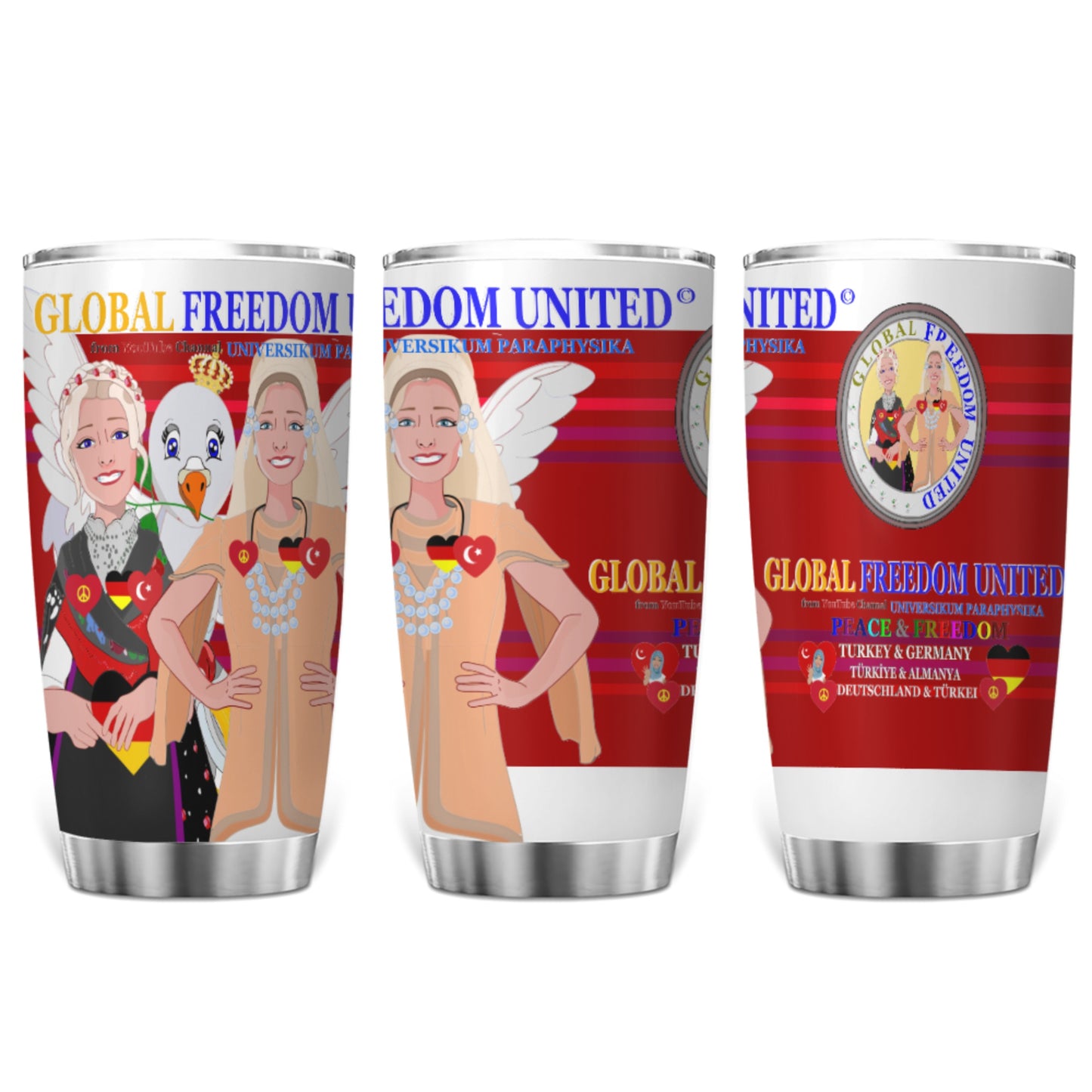 Tumbler Global Freedom United Women Germany & Turkey Old Peace Red