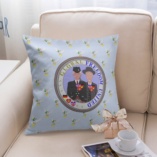 GLOBAL FREEDOM UNITED© Men ENGLAND & GERMANY Light Blue 18'' Square Pillow Cover