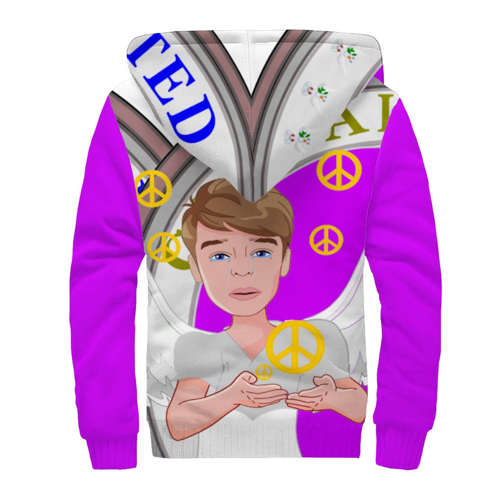 Plush Hoodie Global Freedom United Angel Of Peace Men Old Peace Lilac