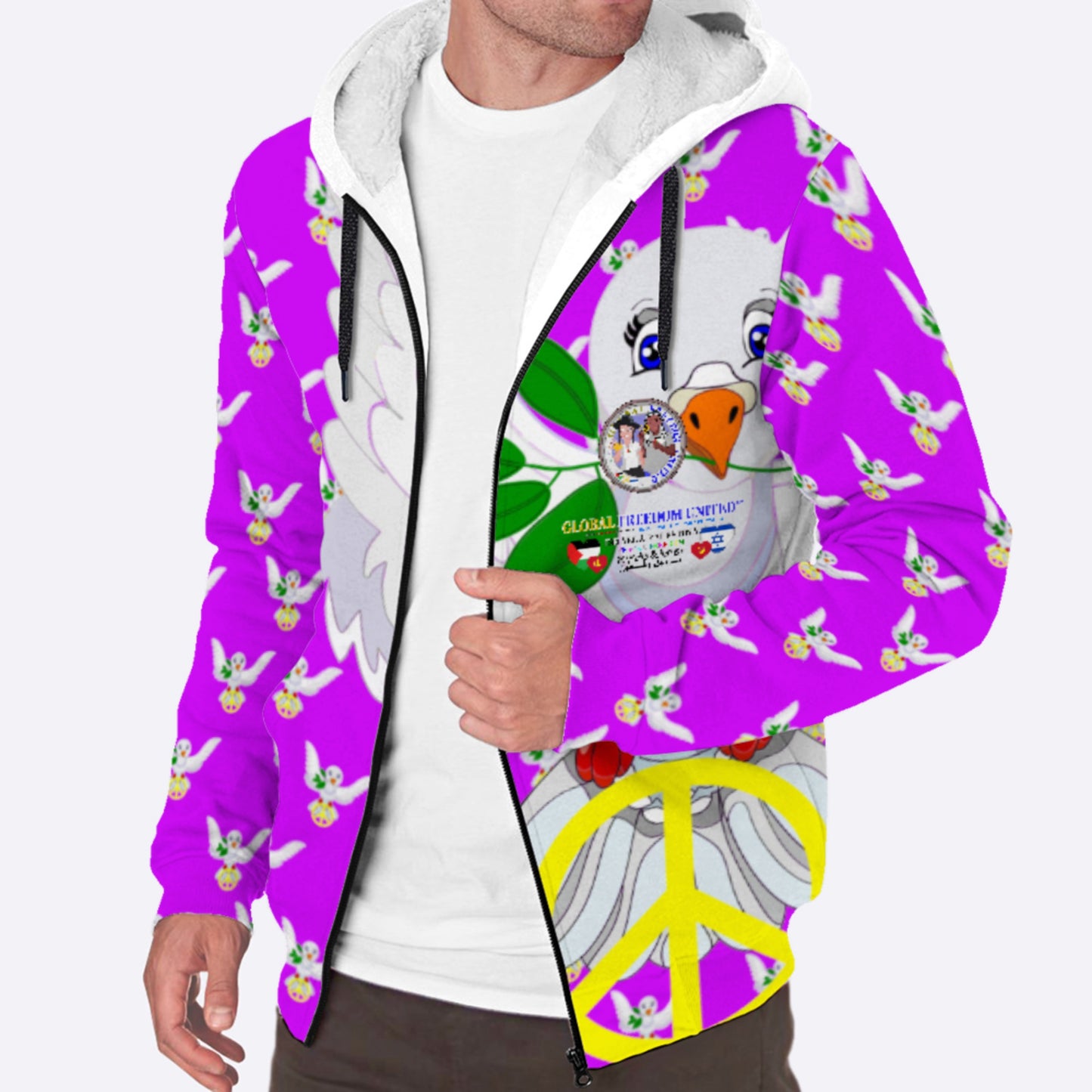 Plush Hoodie GLOBAL FREEDOM UNITED© Palestina & Israel Lilac